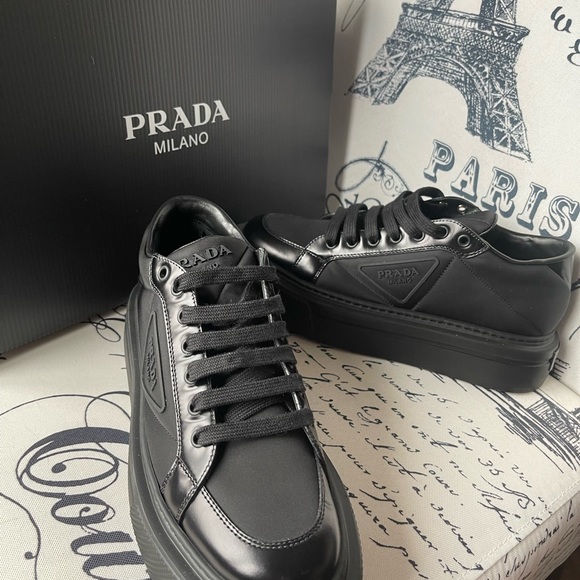 *SOLD* Prada Macro Nylon &amp; Leather Platform Sneaker - Picture 3 of 10